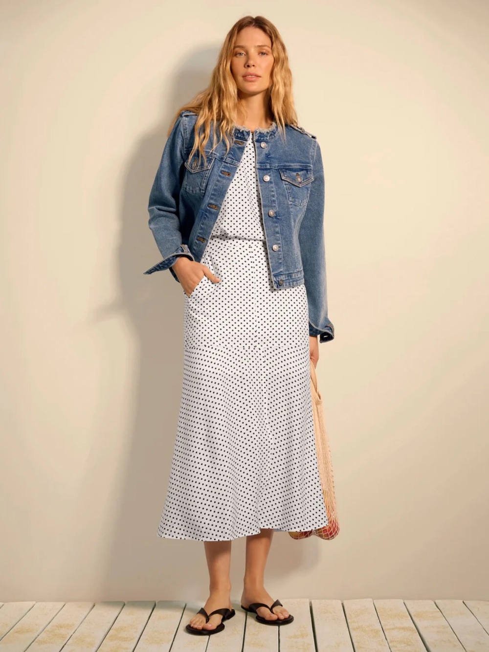CAbi spot on skirt with Black Polka Dots